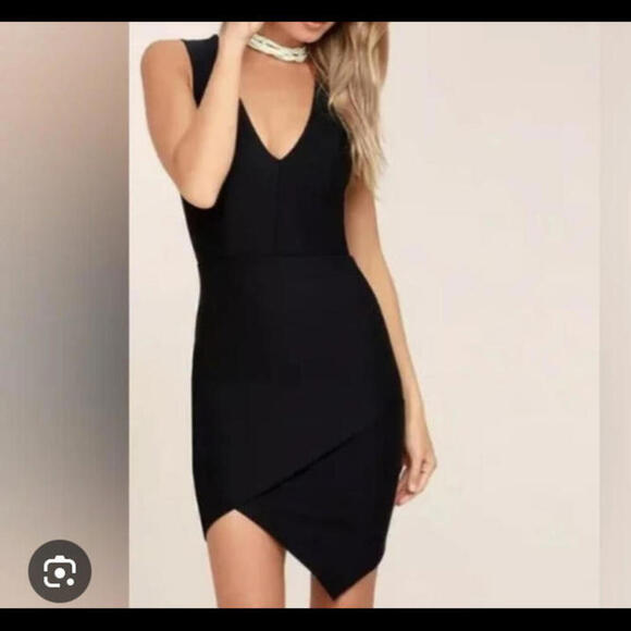 Lulus Dresses & Skirts - LULUS be me black sleeveless v neck draped skirt mini dress